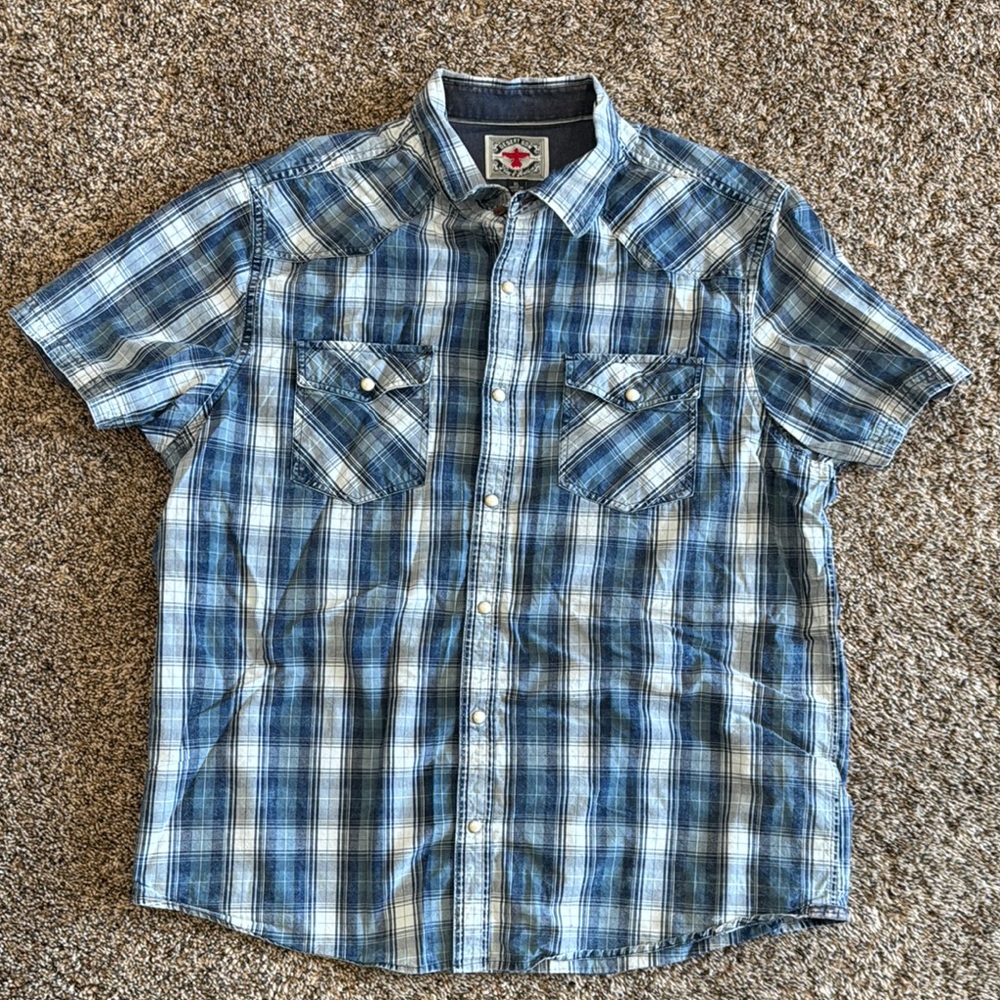 Men's Flag & Anthem Plaid Shirt - XL
